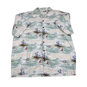 Bubba Gump Lt. Dan's Aloha Gear Palm Tree Sailboat Ocean Hawaiian Shirt Size 2XL